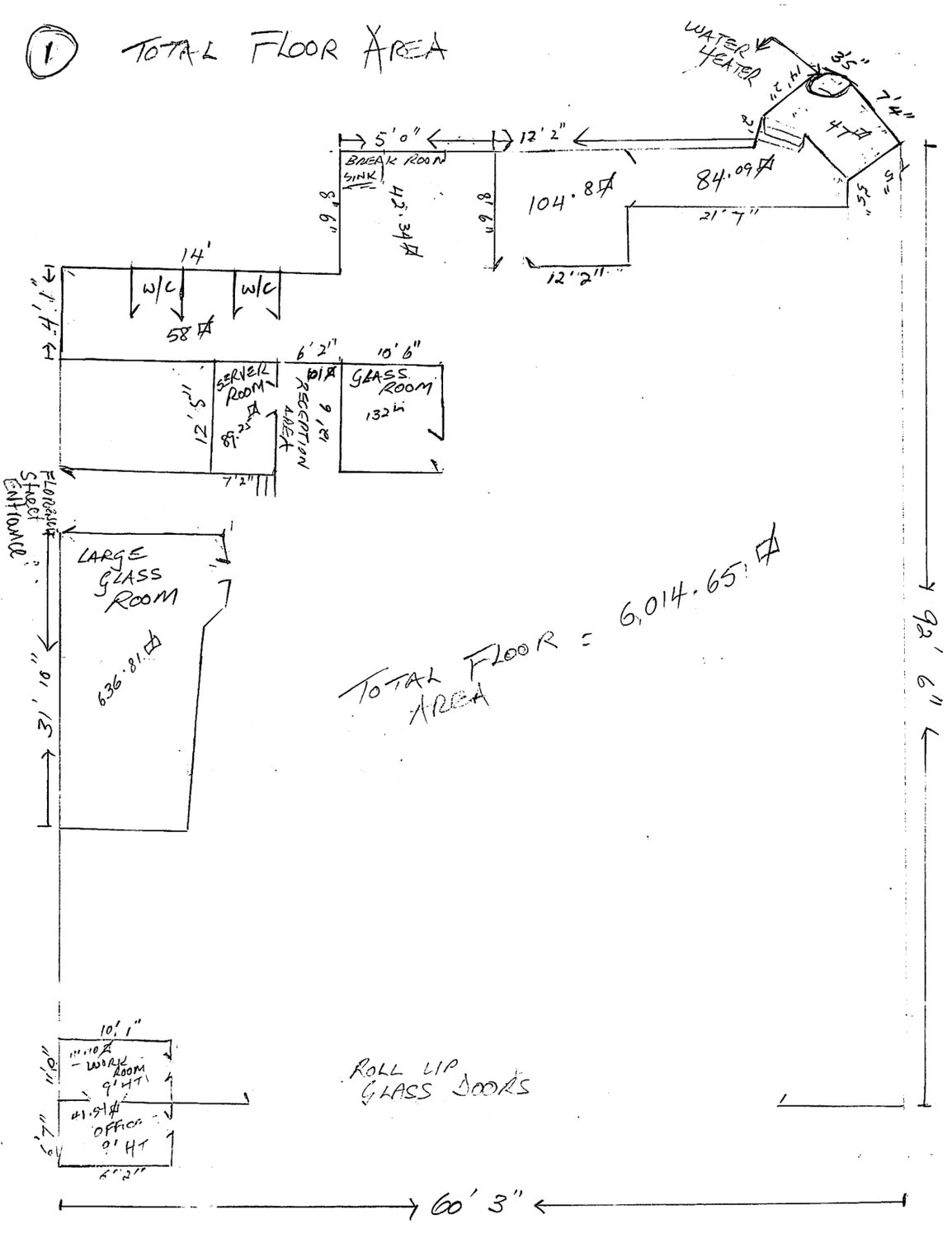 Total floor area plan for 353 University Avenue showing 6,014.65 square feet